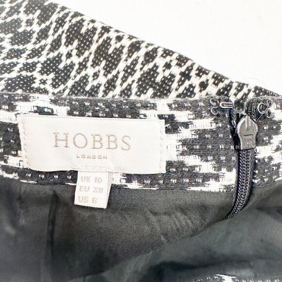 Hobbs London Black White Patterned Pencil Skirt Back Slit Size 6 - Picture 3 of 7